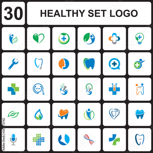 healthy set logo , medical set logo