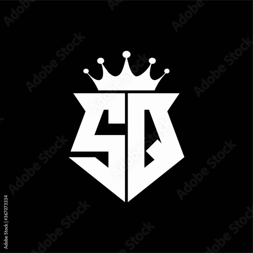 sq logo monogram shield shape with crown design template photo