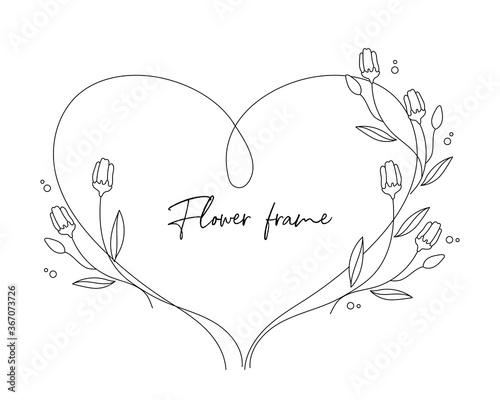 ハートと植物の線画のベクターイラストフレーム枠 Stock Vector Adobe Stock