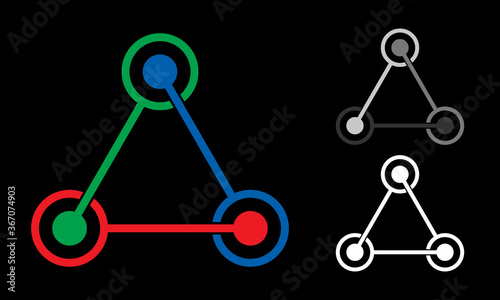triangle shape with circles. team or biology concept. icon or logo symbol.