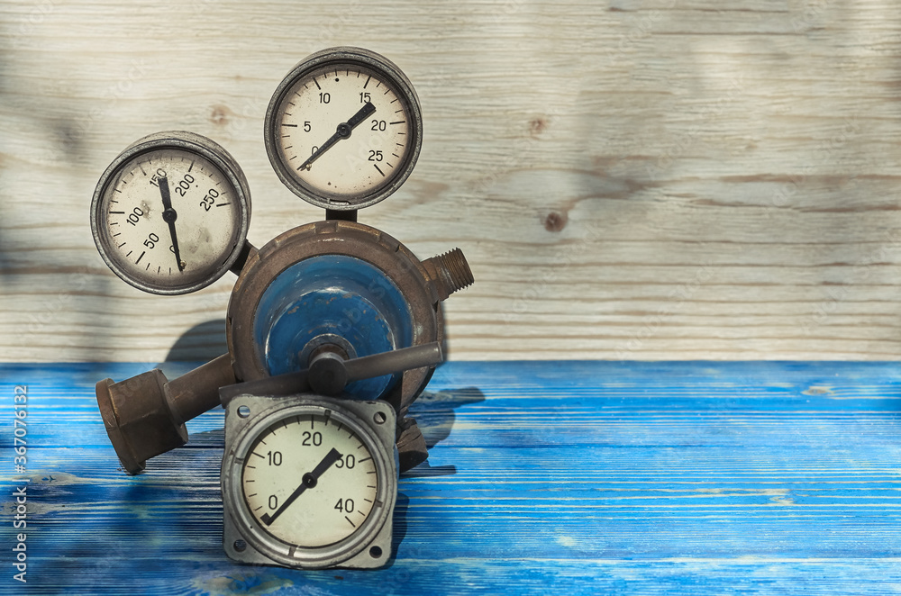 oxygen reducer on a blue wooden background oxygen reducer on a blue wooden background