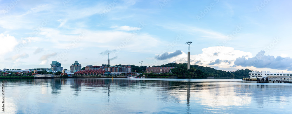 Panorama of Sentosa Island Harbour Front and Sentosa Bay, Singapore, July 25 2020