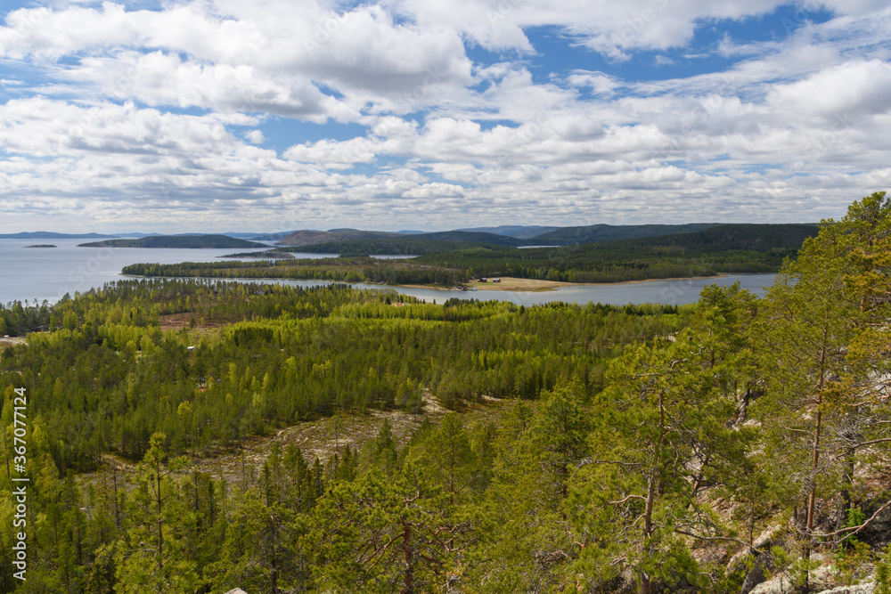 High Coast area i Vasternorrland with forest and islands.