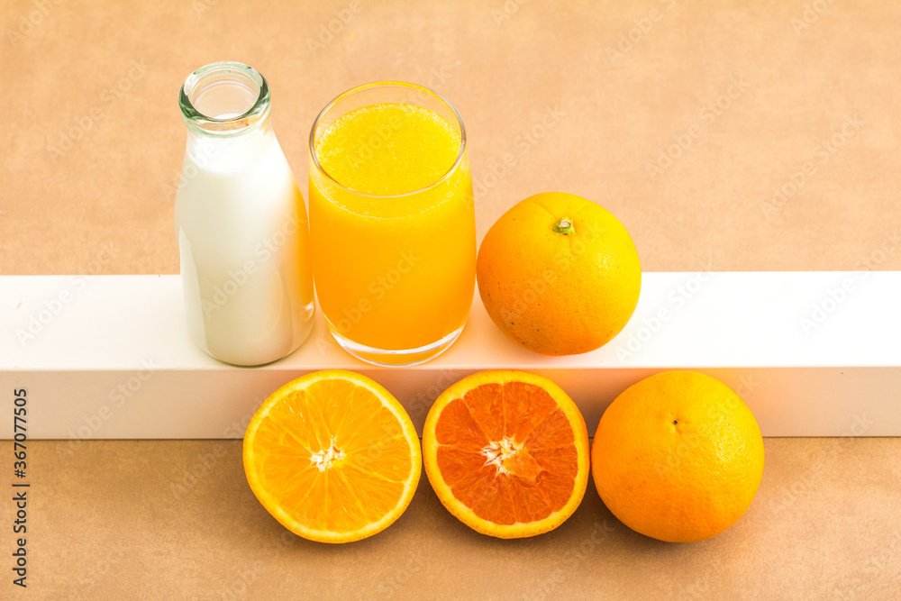 Fresh fruit milk orange juice drink
