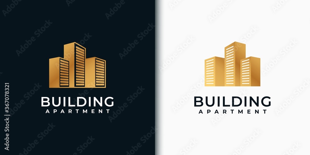 Golden set building logo design inspiration