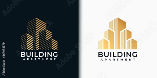 Golden set building logo design inspiration