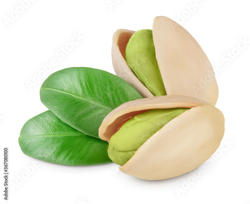 Wallpaper Mural pistachio with leaves isolated on white background with clipping path and full depth of field Torontodigital.ca