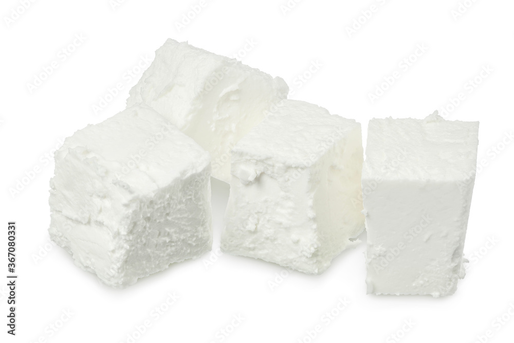 Feta cheese isolated on white background. With clipping path and full depth of field Feta cheese isolated on white background. With clipping path and full depth of field