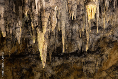 Stalactites in the dark cave