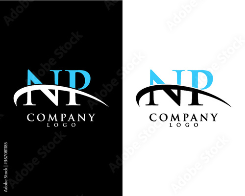 NP, PN initial letter company logo swoosh design vector