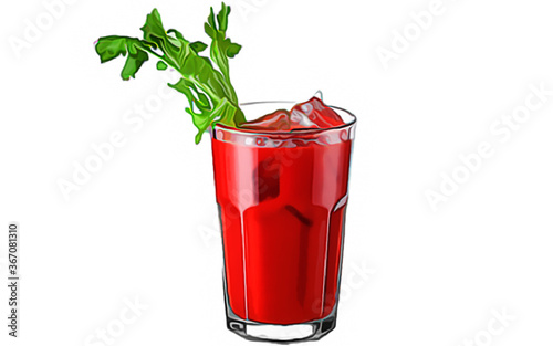 Cocktail bloody mary isolated on white background. Vector