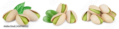 Wallpaper Mural pistachio with leaves isolated on white background with clipping path and full depth of field. Set r collection Torontodigital.ca