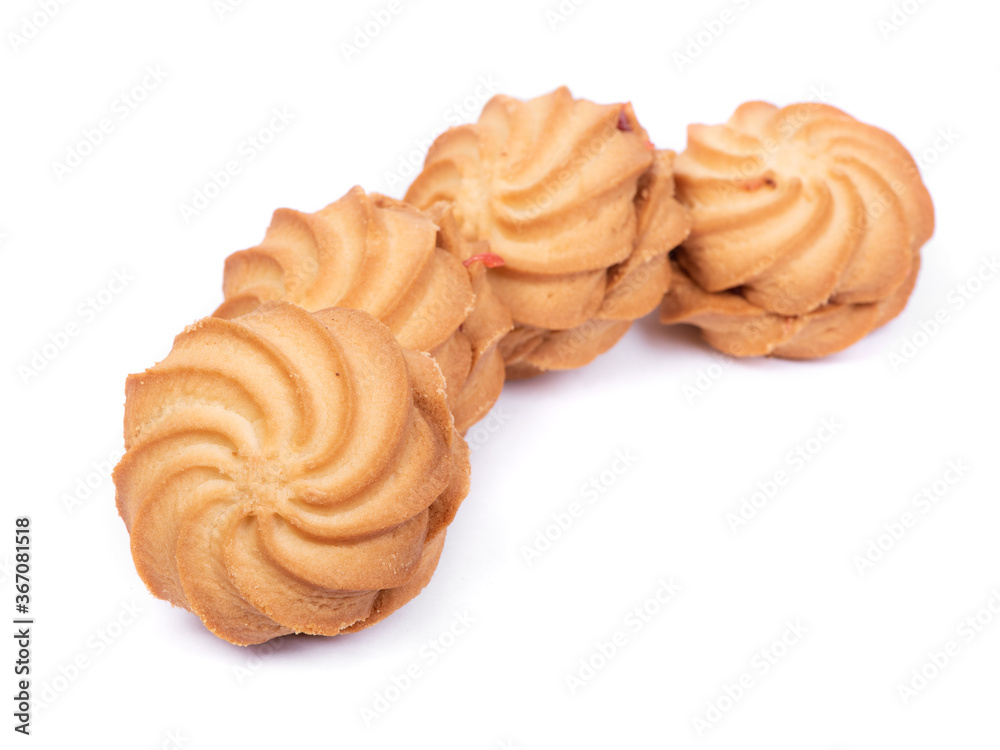 Group of spiral biscuit cookies with jam filling Group of spiral biscuit cookies with jam filling