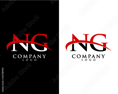 NG, GN initial letter company logo swoosh design vector