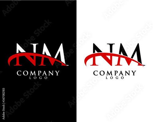NM, MN initial letter company logo swoosh design vector photo