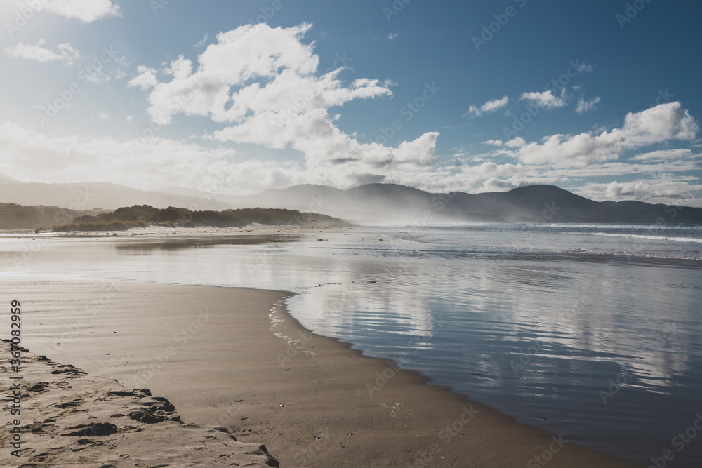 pristine untouched Australian beach in Marion Bay in Tasmania with no people pristine untouched Australian beach in Marion Bay in Tasmania with no people
