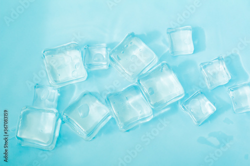 Cool and transparent ice cubes in summer