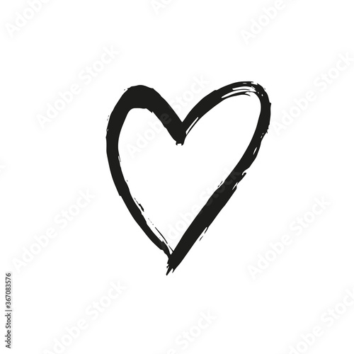 Brush painted vector heart.