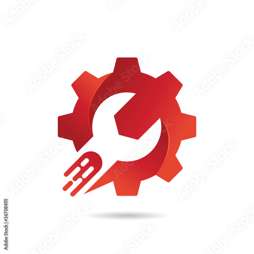 Industrial Vector Logo Design Concept, Wrench and Gear Logo, Repair Logo Icon, Symbol, Vector