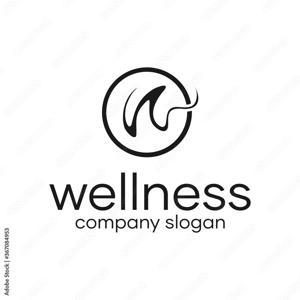 Naklejka W Letter Wellness Logo Design Spa Beauty Design