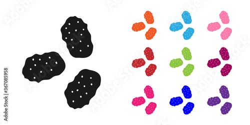 Black Chicken nuggets icon isolated on white background. Set icons colorful. Vector Illustration.