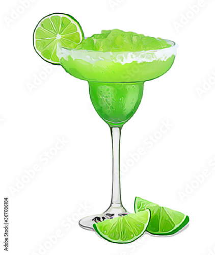 Cocktail margarita isolated on white background. Vector