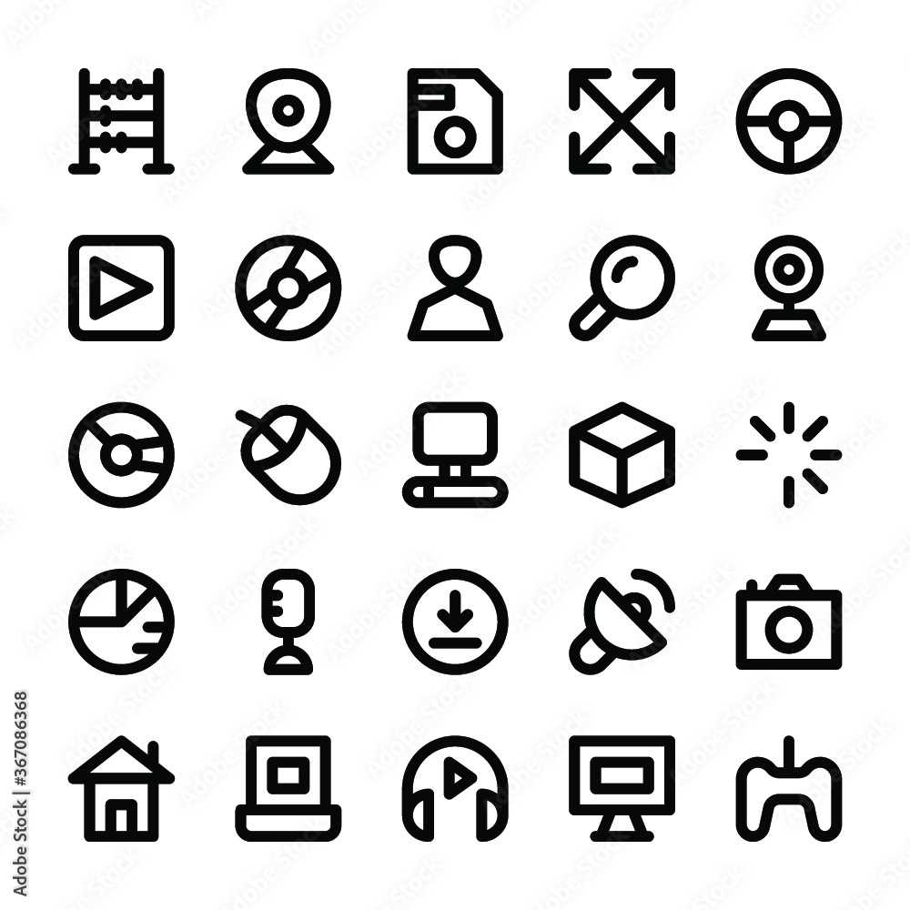 Electronics, Gadgets and Gaming Line Vector Icons 6 Electronics, Gadgets and Gaming Line Vector Icons 6