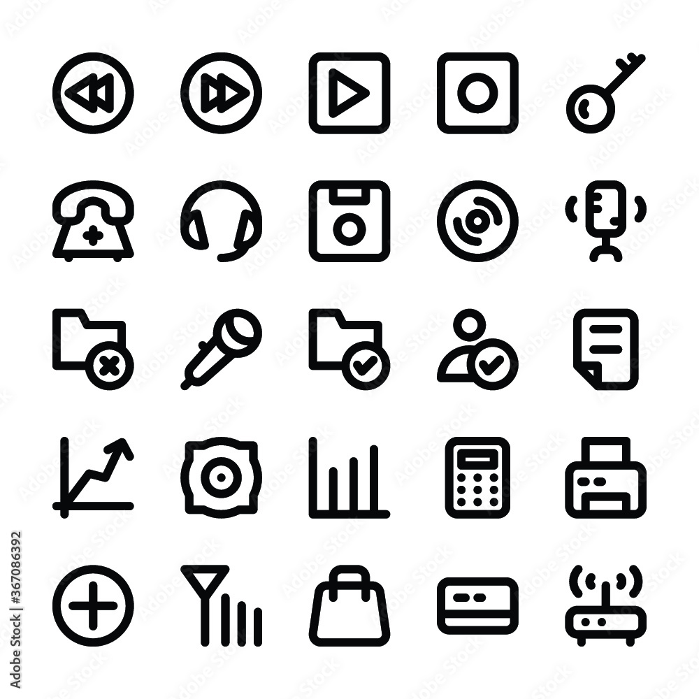 Electronics, Gadgets and Gaming Line Vector Icons 8 Electronics, Gadgets and Gaming Line Vector Icons 8