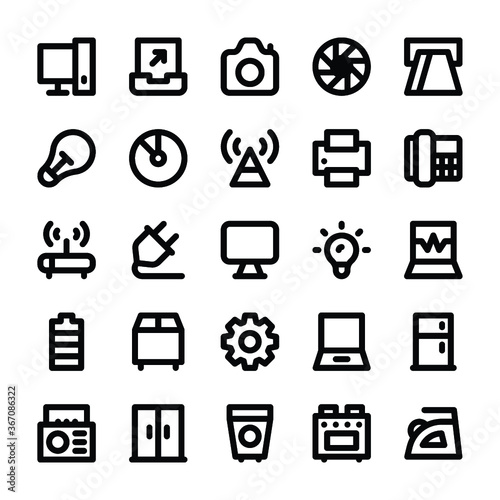 Electronics, Gadgets and Gaming Line Vector Icons 2