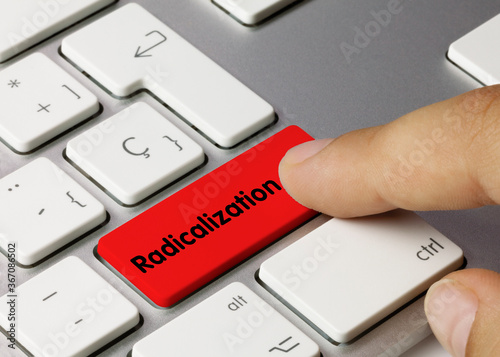 Canvastavla Radicalization - Inscription on Red Keyboard Key.