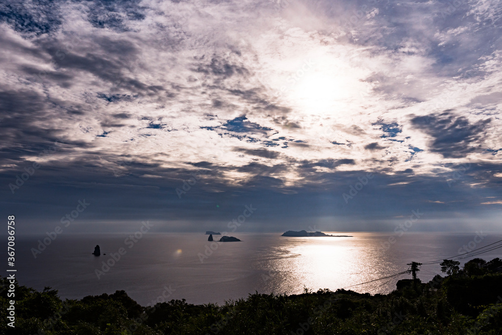 長崎県長崎市　夕暮れのサンセットロードから角力灘の風景