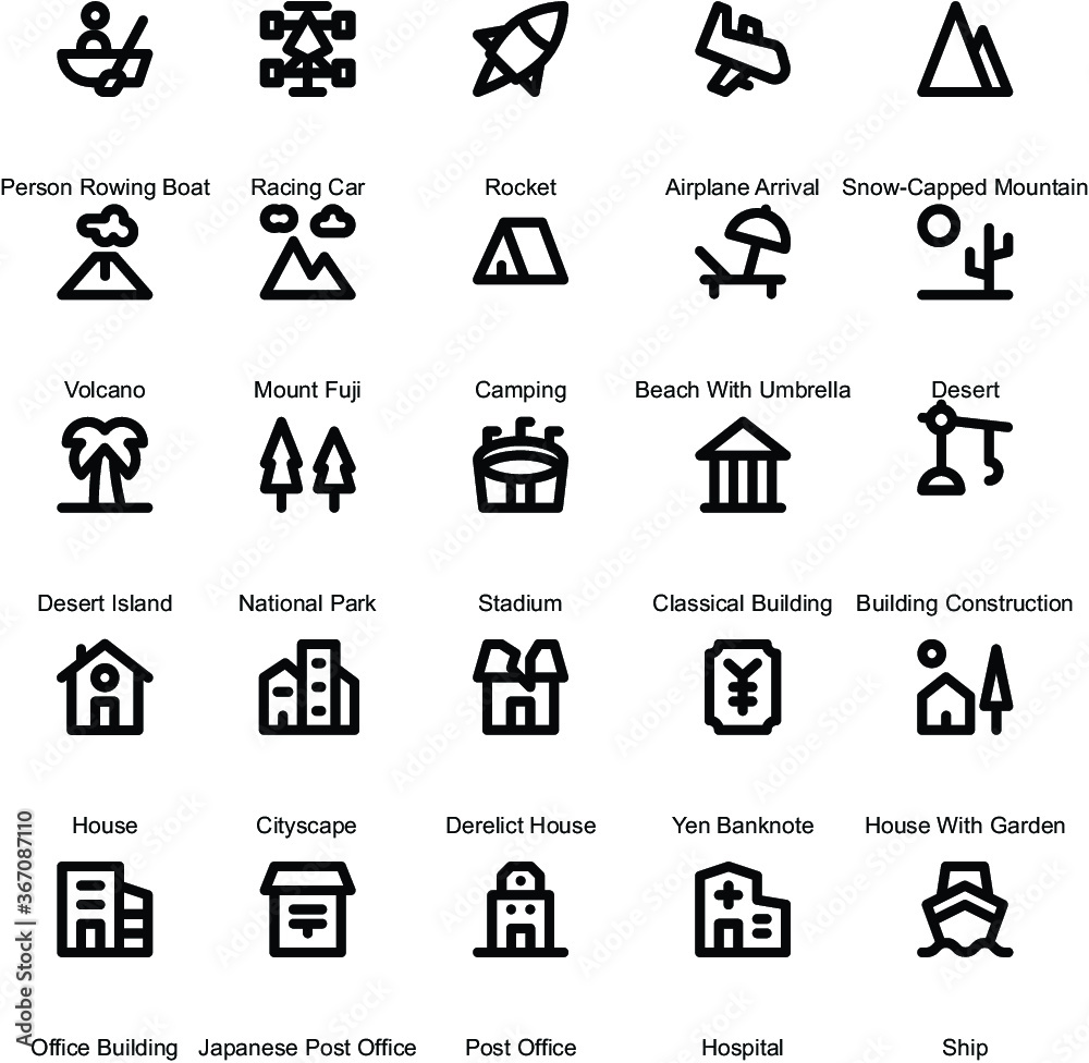 Travel and Places Line Vector Icons 1