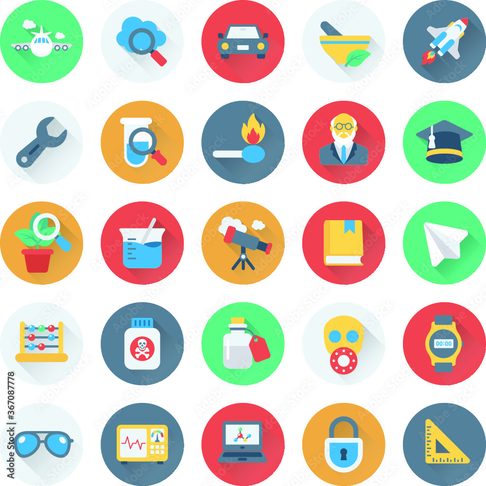 Science and Technology Colored Vector Icons 5