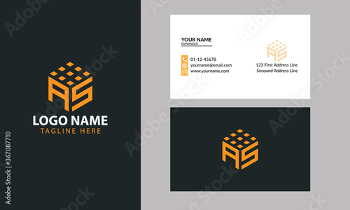 Cube AS letter logo. Property and Construction AS Logo design for business corporate sign with Creative Modern Trendy with a minimal business card