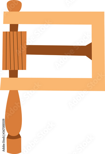 Russian folk musical instrument ratchet, vector illustration on isolated background.