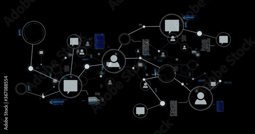 Network and data connections overlay on black
