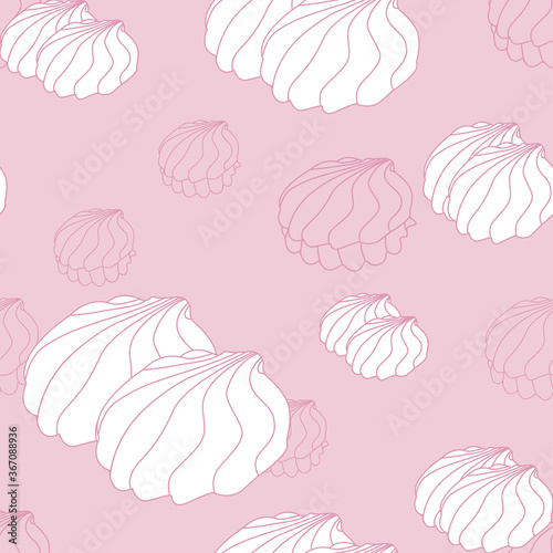 Vector pink background with contour zephir. Seamless pattern © Ирина Скокова