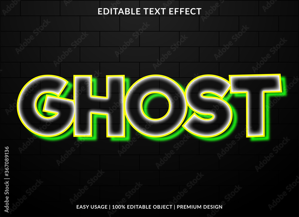 ghost text effect template with 3d style and bold font concept use for  brand label and logotype sticker Stock Vector | Adobe Stock