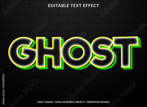 ghost text effect template with 3d style and bold font concept use for brand label and logotype sticker
