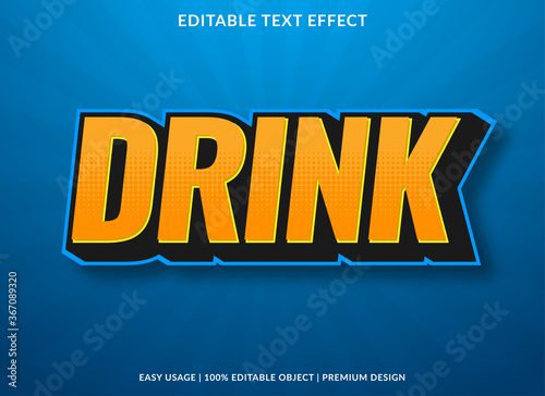drink text effect template with 3d style and bold font concept use for brand label and logotype sticker