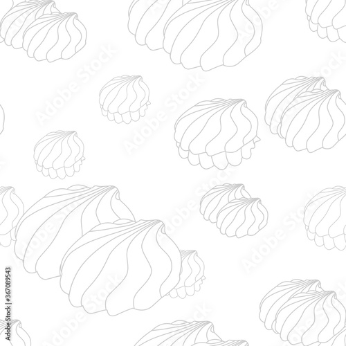 Vector white background with contour zephir. Seamless pattern