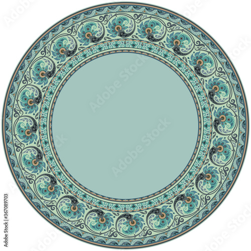 Vector abstract ornamental nature ethnic round frame