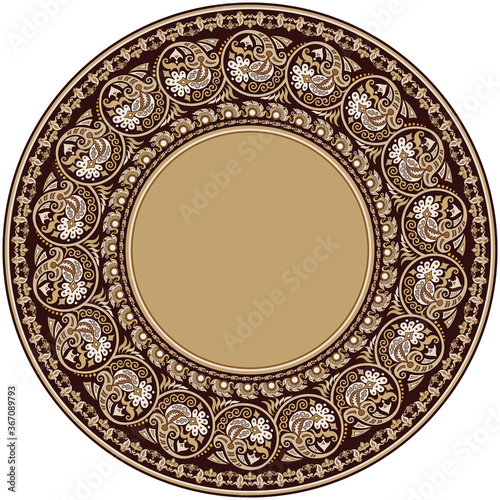 Vector abstract ornamental nature ethnic round frame