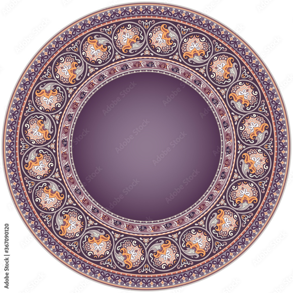 Vector abstract ornamental nature ethnic round frame