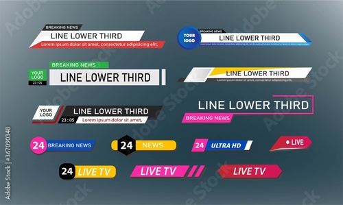 Lower Third TV News Bars Set Vector. News Lower Thirds pack. TV News Bars Set Vector.