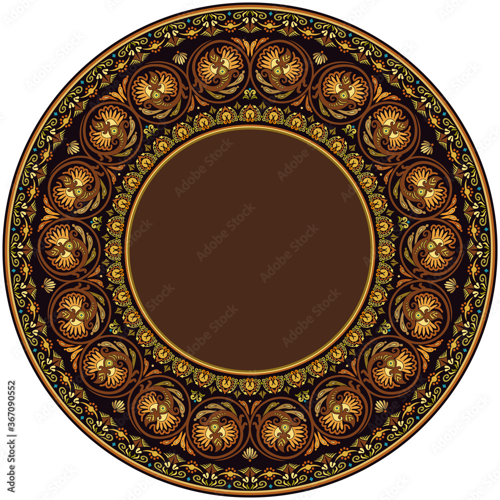 Vector abstract ornamental nature ethnic round frame
