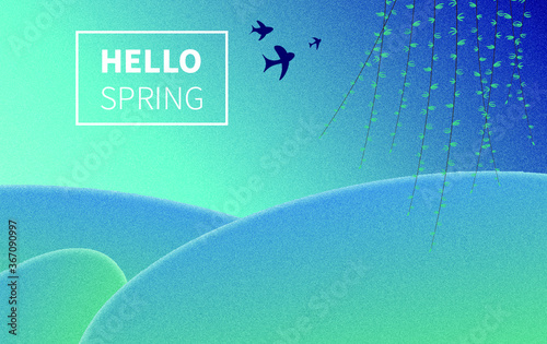 Blue green gradient spring outing vector poster