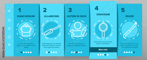 Bartender Equipment Onboarding Mobile App Page Screen Vector. Bartender Shaker And Bucket With Ice, Opener And Corkscrew, Juicer And Spoon Illustrations