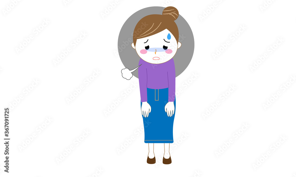 疲れてため息を吐く女性 疲れてため息を吐く女性