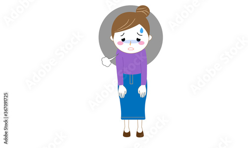 疲れてため息を吐く女性